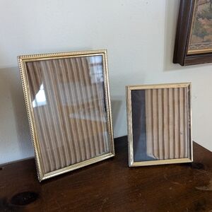Vintage Gold Brass Picture Frame Set Beaded Ornate Frames MCM Regency Mid Centur